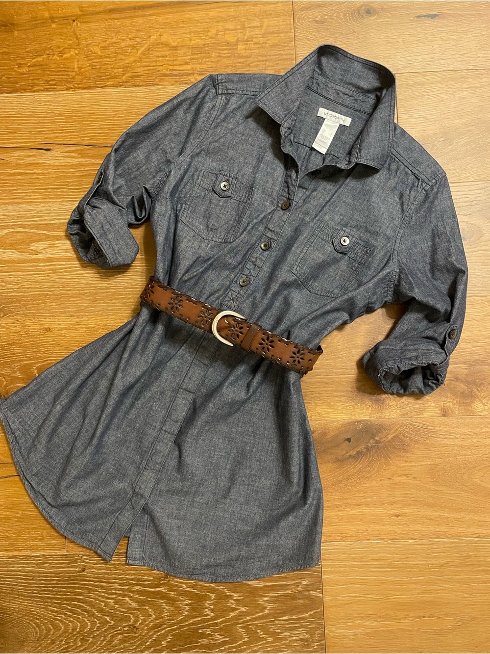 Liz Claiborne Casual Chambray Popover or Shirtdress - Indigo Blue Sz Large